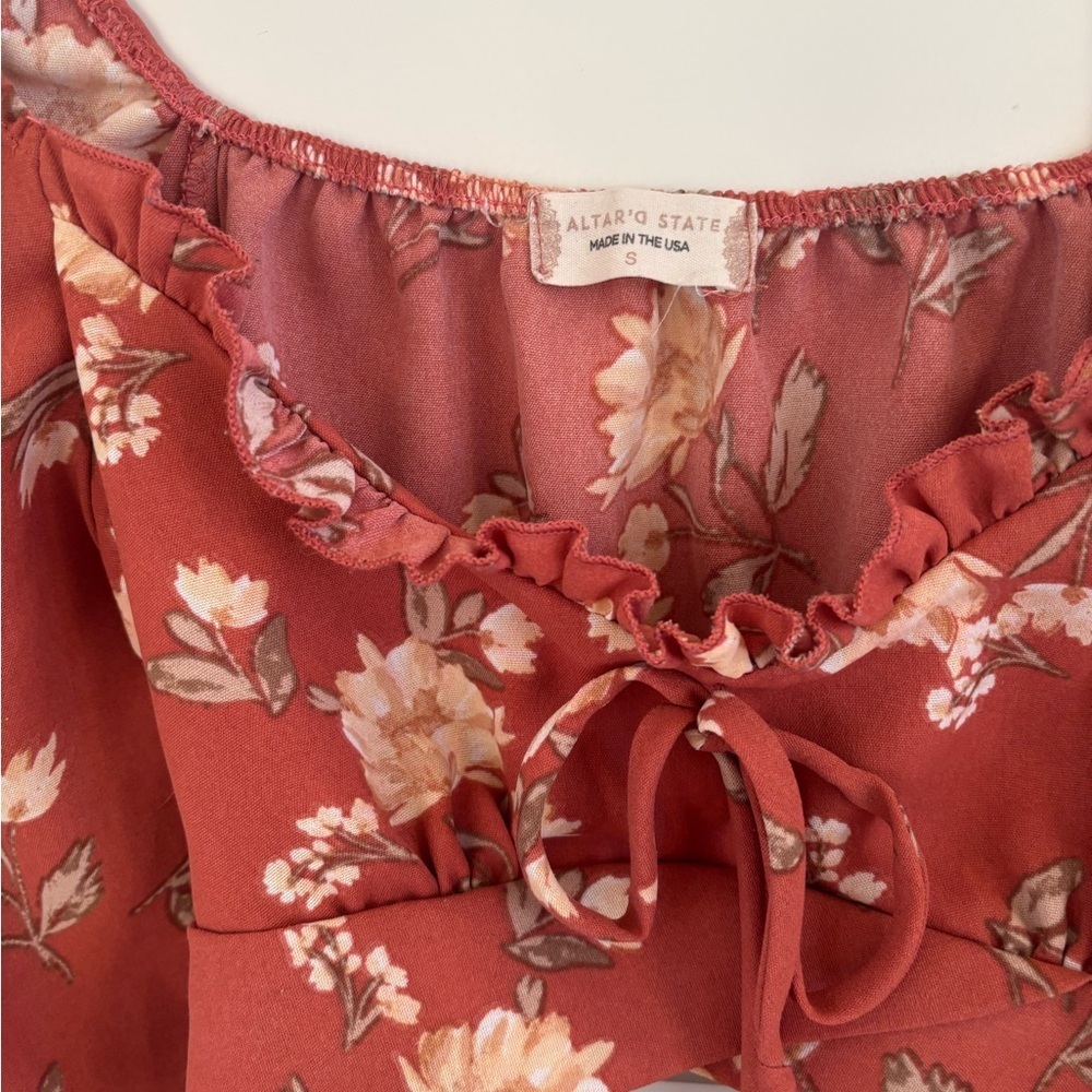 Altar’d State Long Sleeve Floral Rust Top - Picture 2 of 3